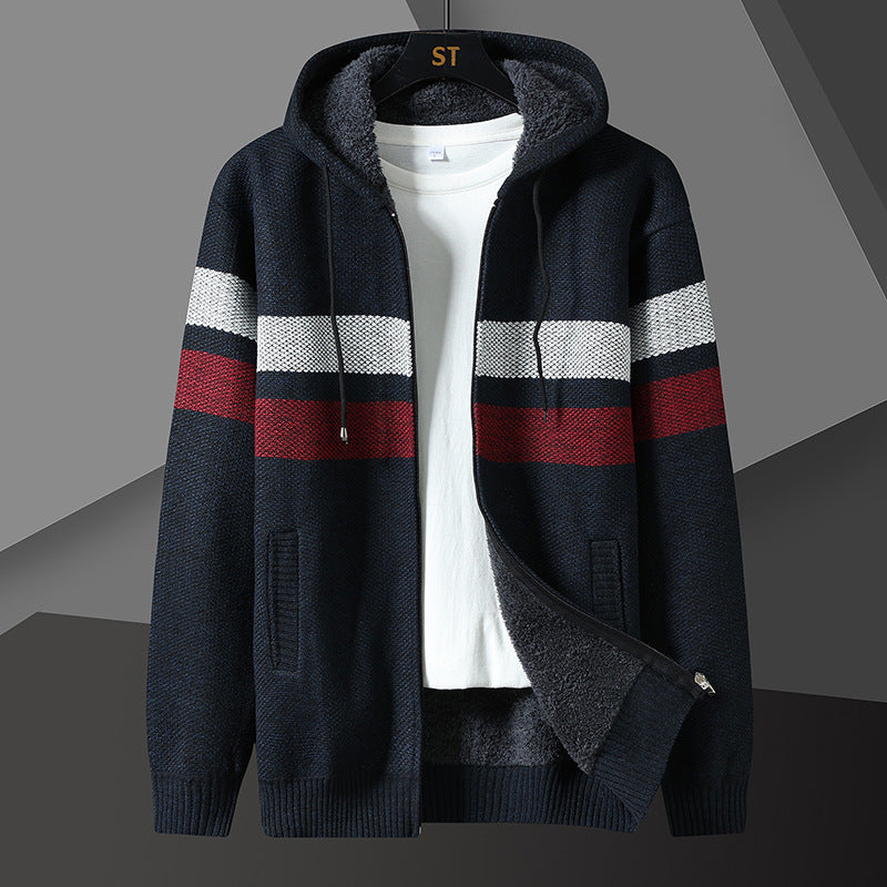 Men's padded knit hooded jacket with full zip and teddy lining Mune Fashion