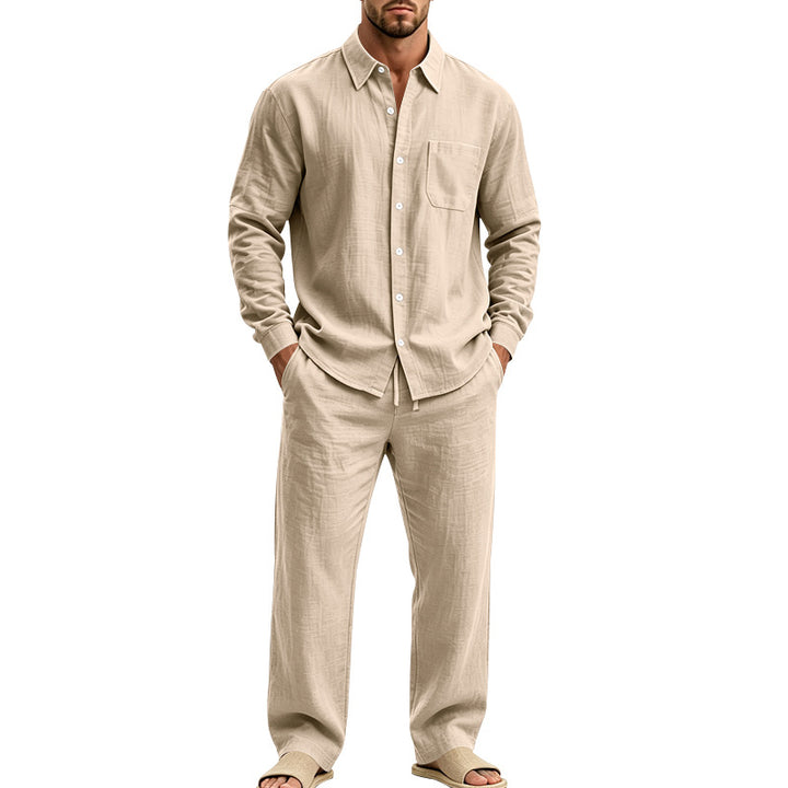 Men's Relaxed Linen Shirt and Wide Loungewear Pants Mune Fashion