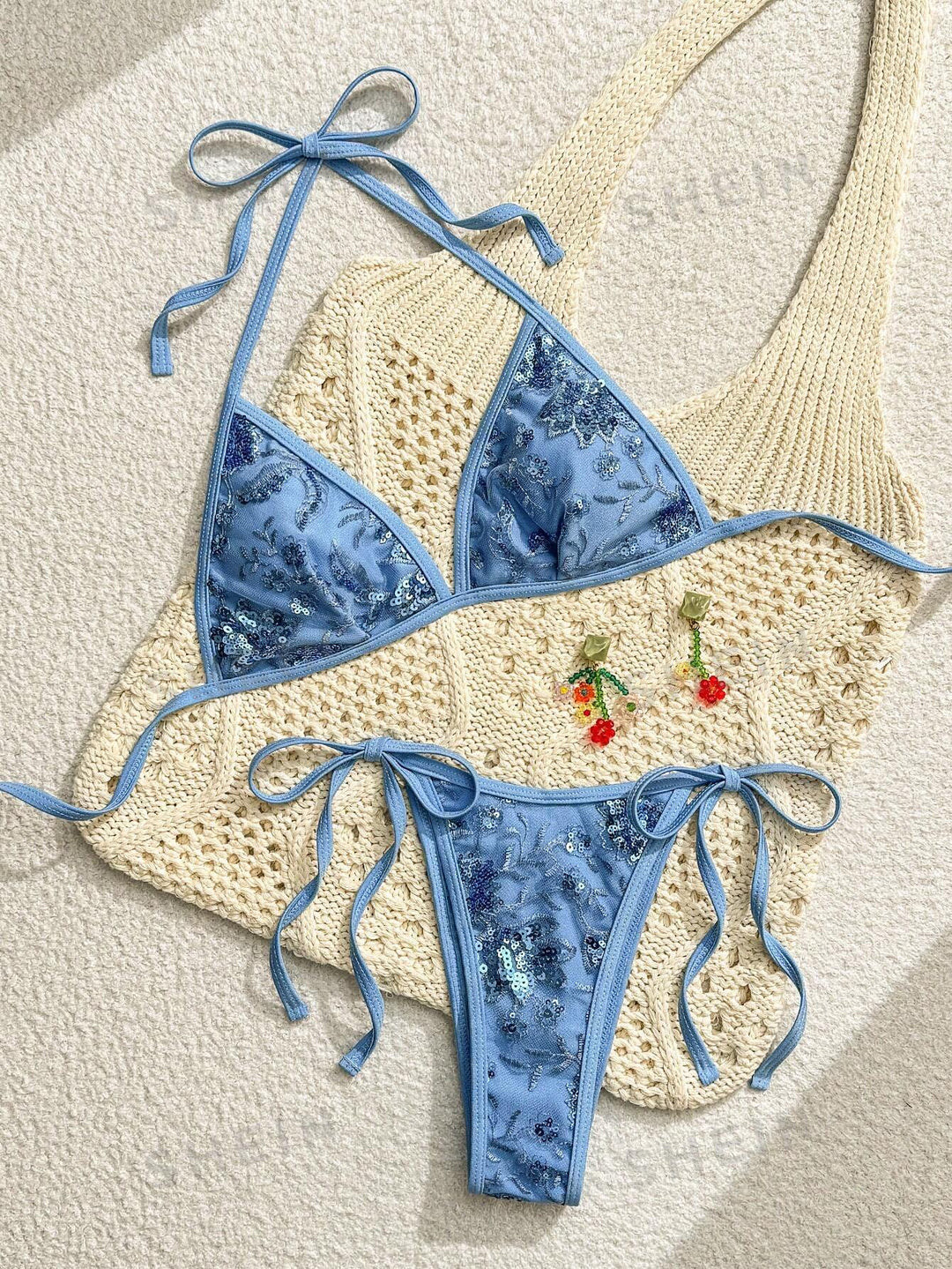 Women's Triangle Bikini with Elegant Embroidery Mune Fashion