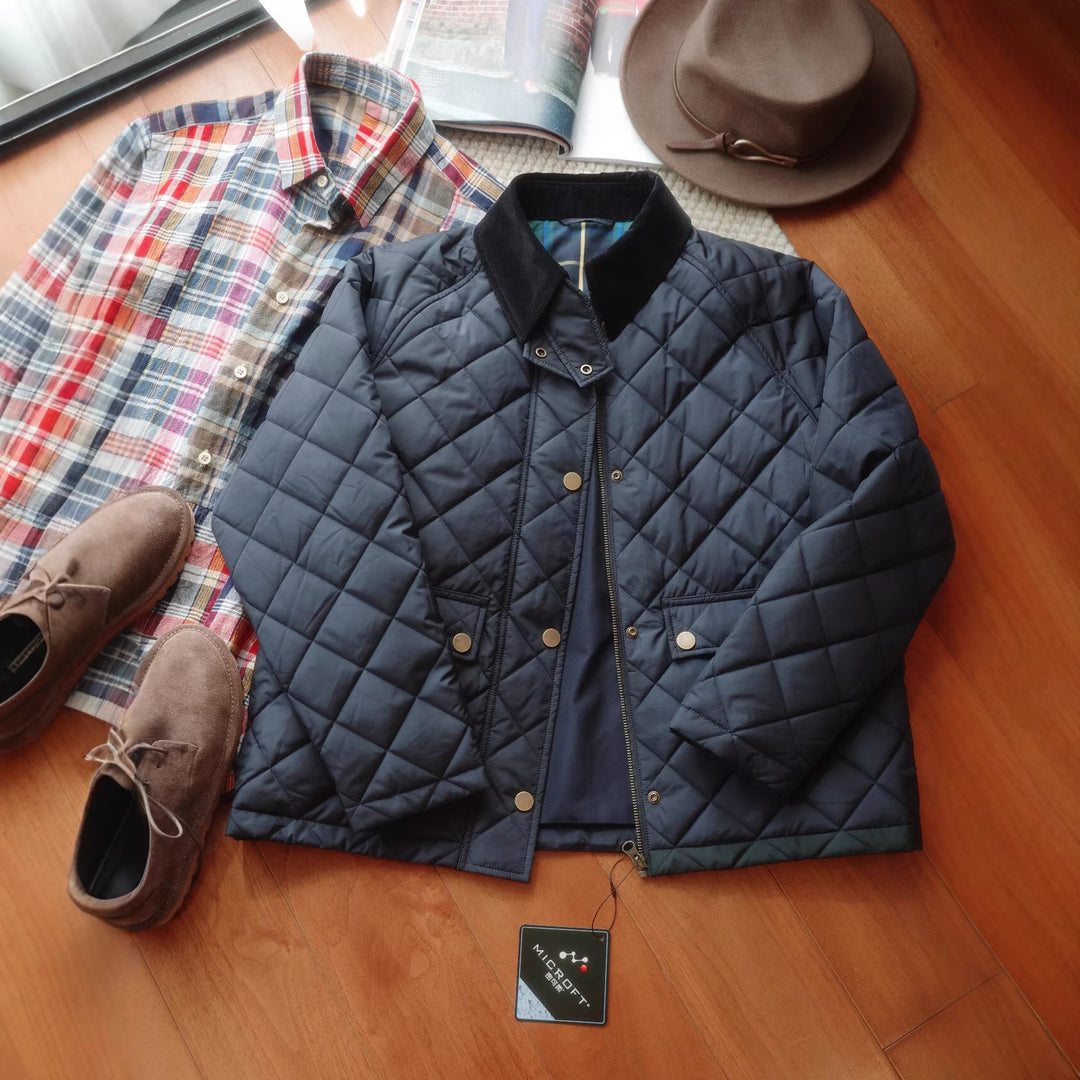 Ladies Quilted Jacket with High Collar Mune Fashion