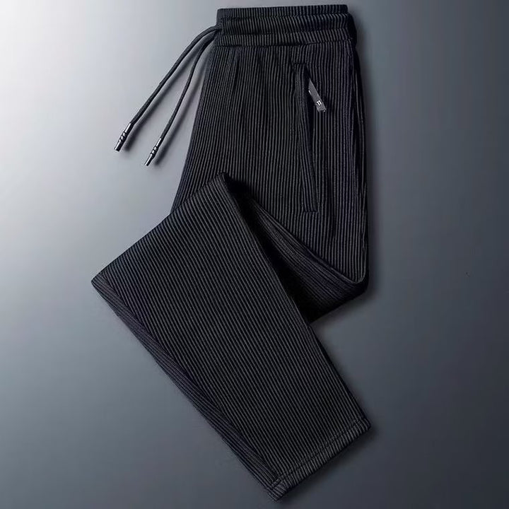 Men's sporty zip pants with stripes Mune Fashion