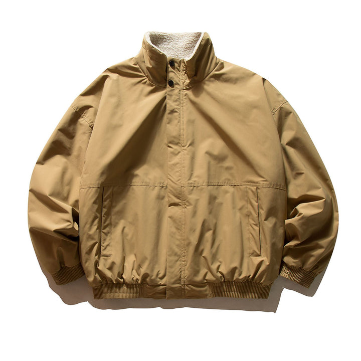 Unisex Short Cut Windproof Bomber with Teddy Lined Collar and Elastic Waist Mune Fashion