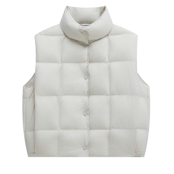 Women's lightweight quilted vest with high collar and snap button placket Mune Fashion