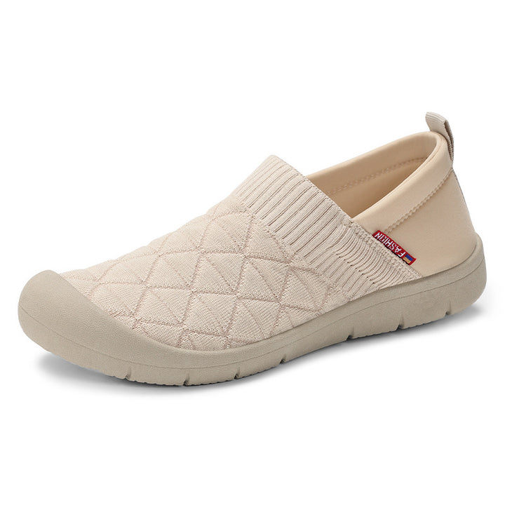 Ladies nan breathable knitted slip-on comfort half shoe with elastic shaft and shock-absorbing EVA sole Mune Fashion