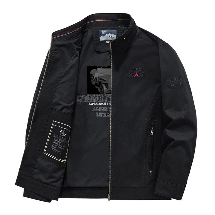 Men's Casual Short Jacket in Harrington Style with Stand Collar and Inner Pocket Mune Fashion