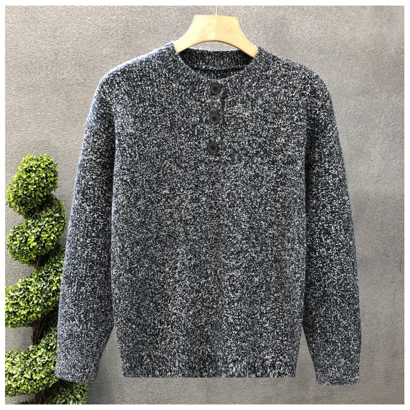 Men's Comfortable Ribbed Half-Button Sweater with Crew Neck and Casual Fit Mune Fashion
