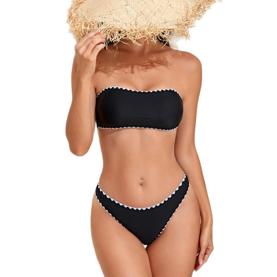 Women's Bandeau Bikini with Geometric Details Mune Fashion
