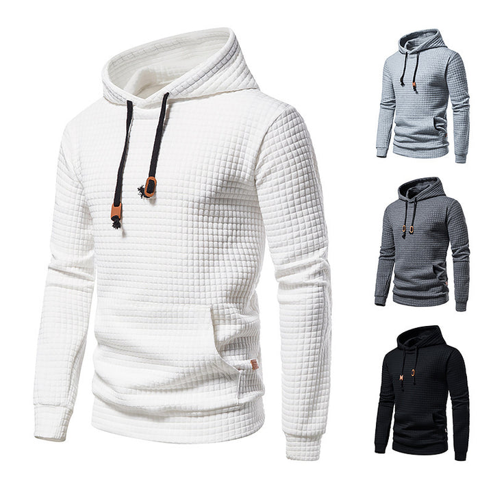 Men's structured hoodie with padded check quilted texture and kangaroo pocket Mune Fashion