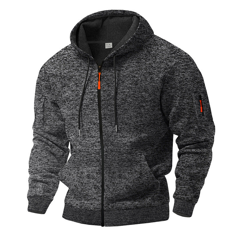 Men's casual hoodie jacket with full zipper and arm pocket Mune Fashion