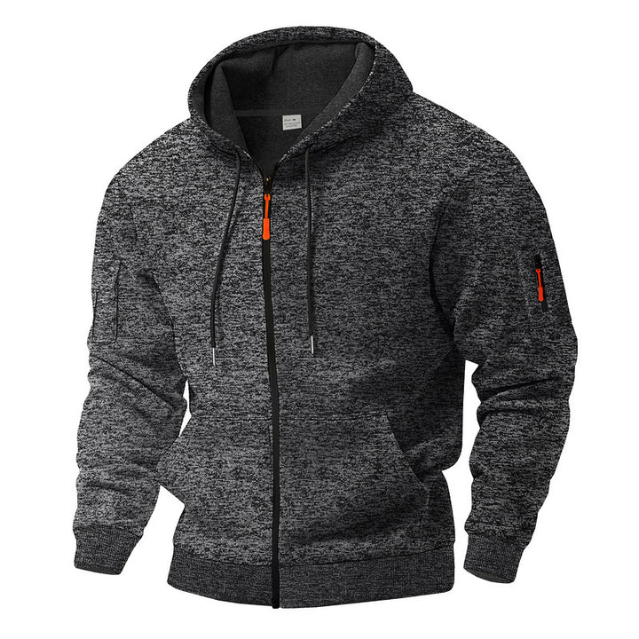 Men's casual hoodie jacket with full zipper and arm pocket Mune Fashion