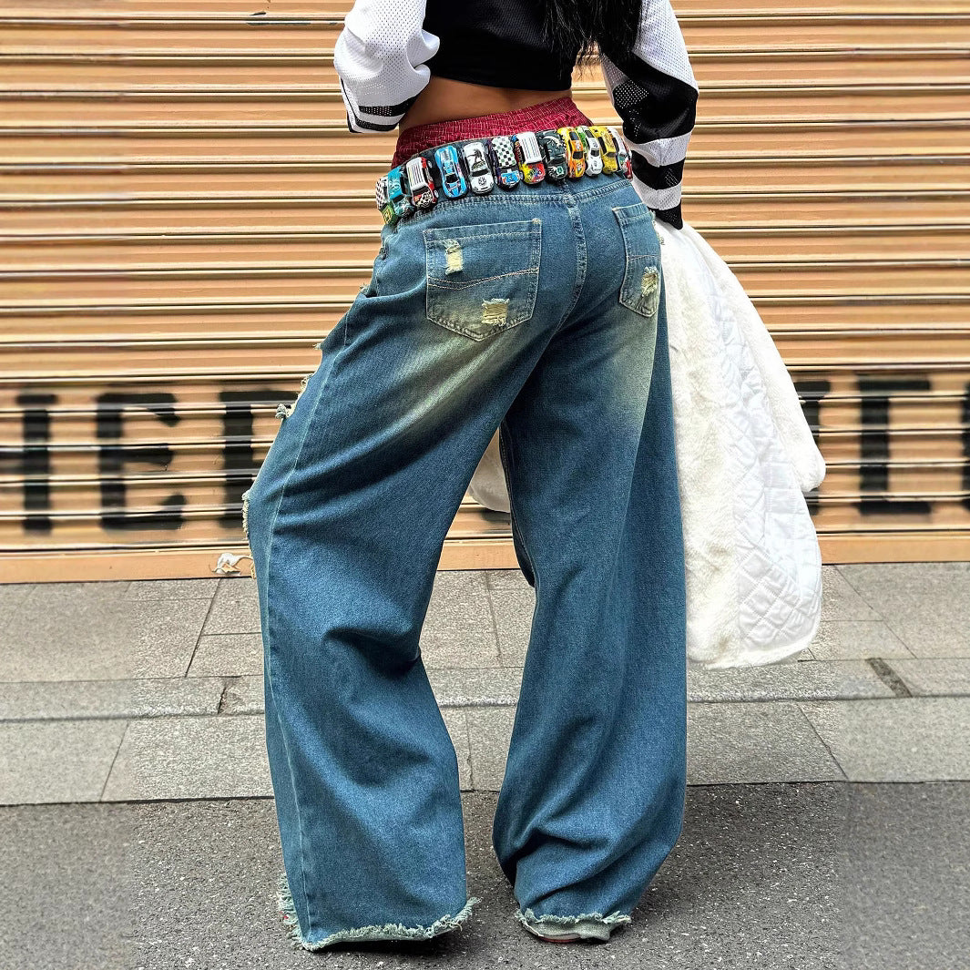 Women wide Destroyed-Baggy-Jeans with large frayed rips and relaxed fit Mune Fashion