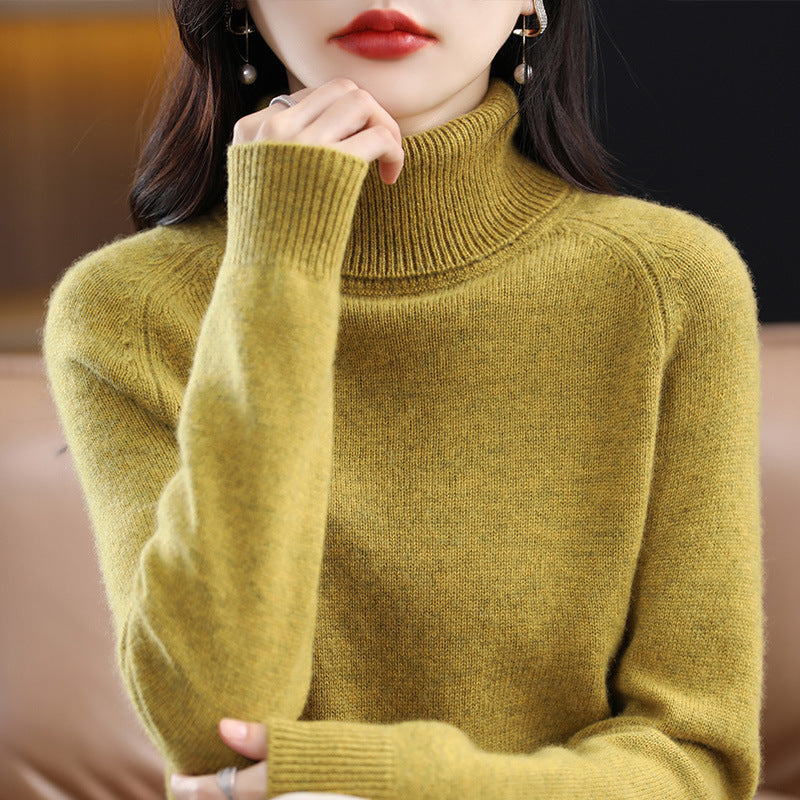 Women's Soft High Collar Sweater made of fluffy Wool Mix with Raglan Sleeves Mune Fashion