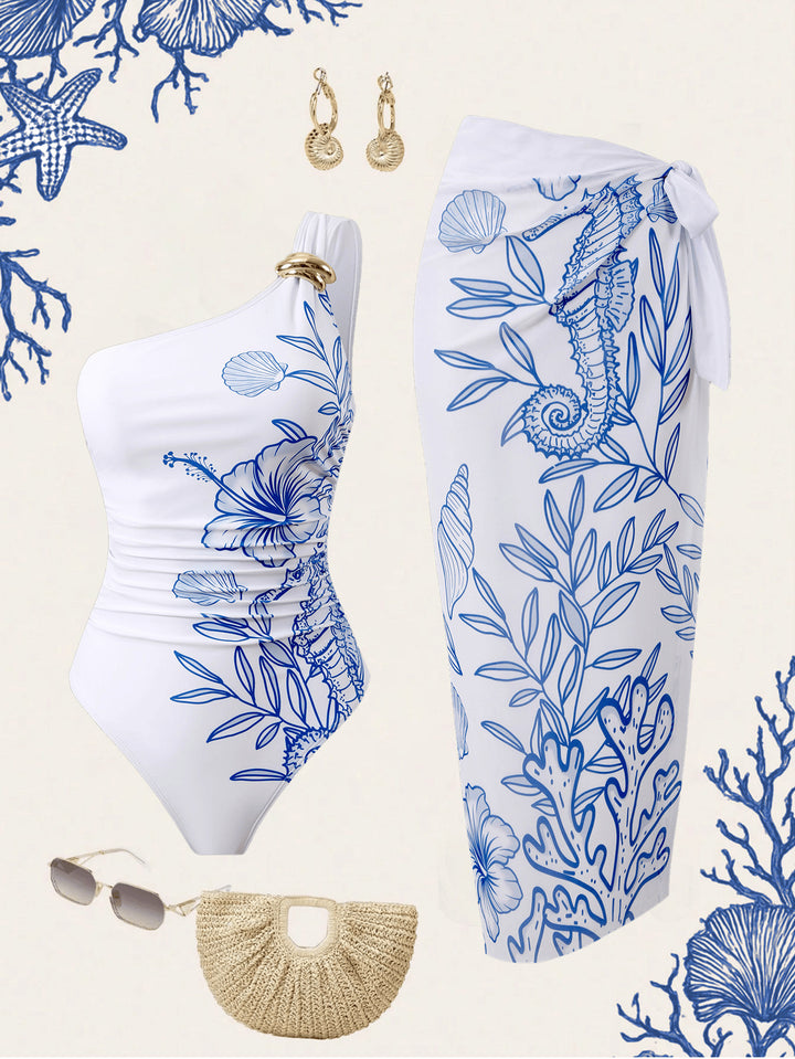 Women's One-Piece Swimsuit with Luxurious Floral Design Mune Fashion