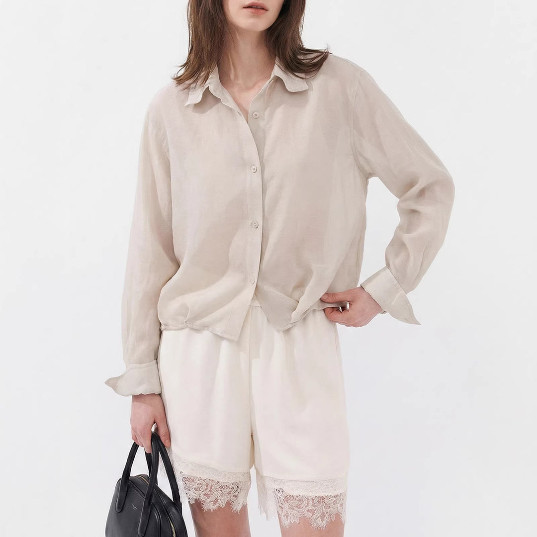 Damen Elegante und leichte Bluse mit Knopfdetails Mune Fashion