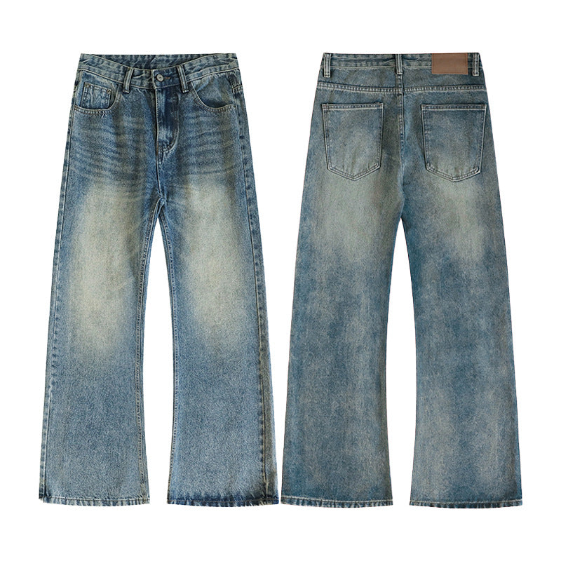 Men's Wide Flared Jeans made from washed denim with subtle fade effects Mune Fashion