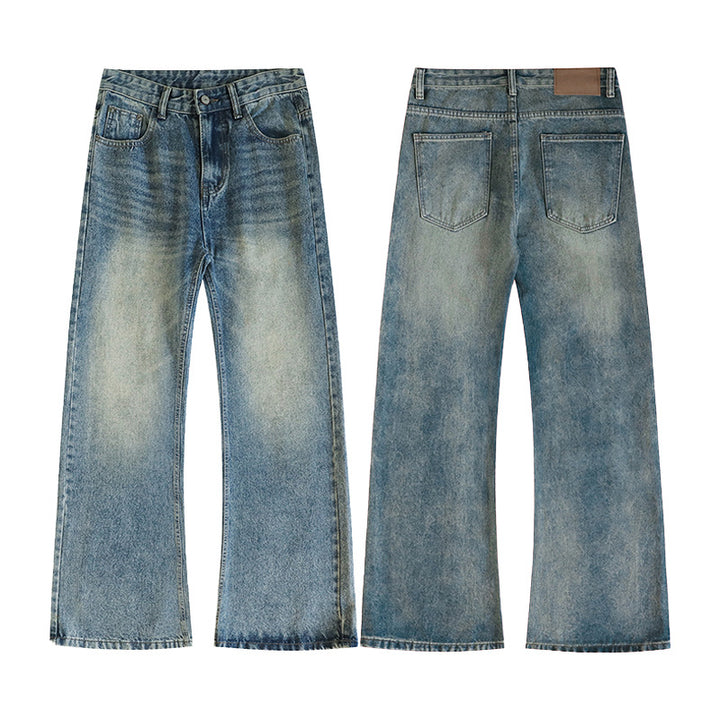 Men's Wide Flared Jeans made from washed denim with subtle fade effects Mune Fashion