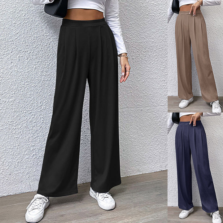 Ladies Wide High-Waist Trousers with Pleats and Palazzo Silhouette Mune Fashion