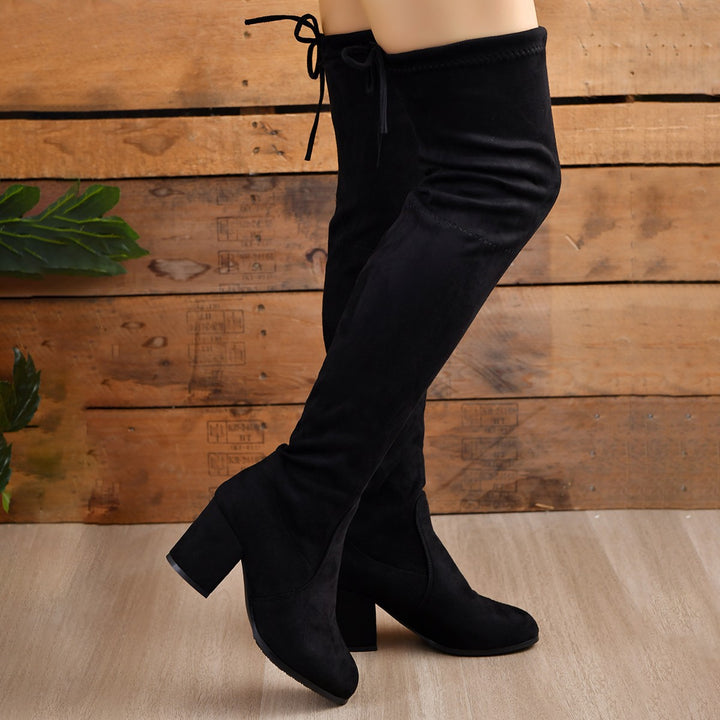 Women Stretch Overknee Boots with Elastic Shaft and Medium Block Heel Mune Fashion