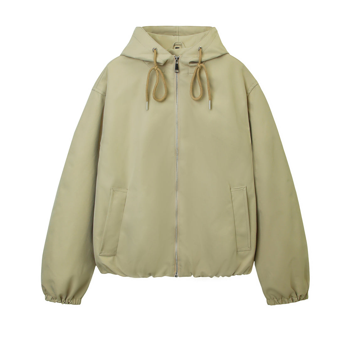 Women's hooded bomber jacket with gathered hem and side pockets Mune Fashion
