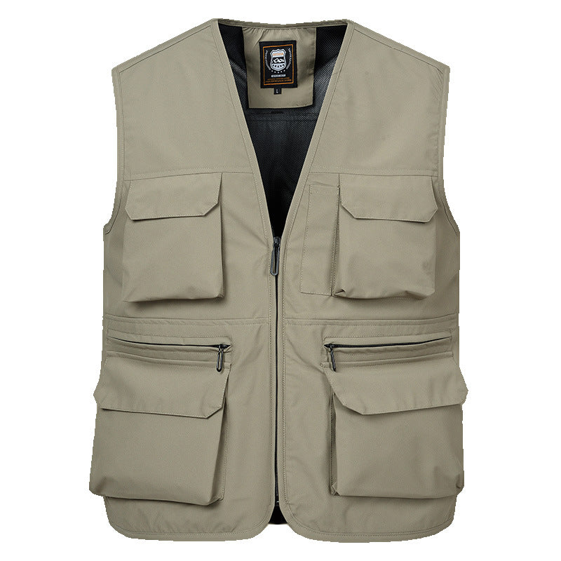 Men's multi-pocket utility vest with full-length zipper, breathable mesh lining, and large capacity flap and zipper pockets Mune Fashion