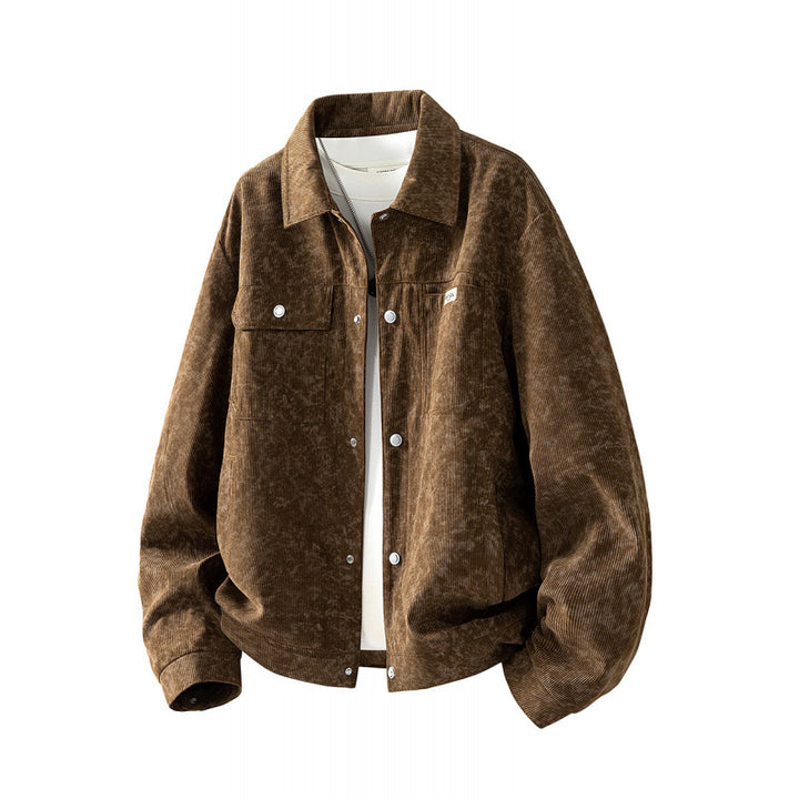 Men's Patterned Cord Jacket with Practical Pockets Mune Fashion