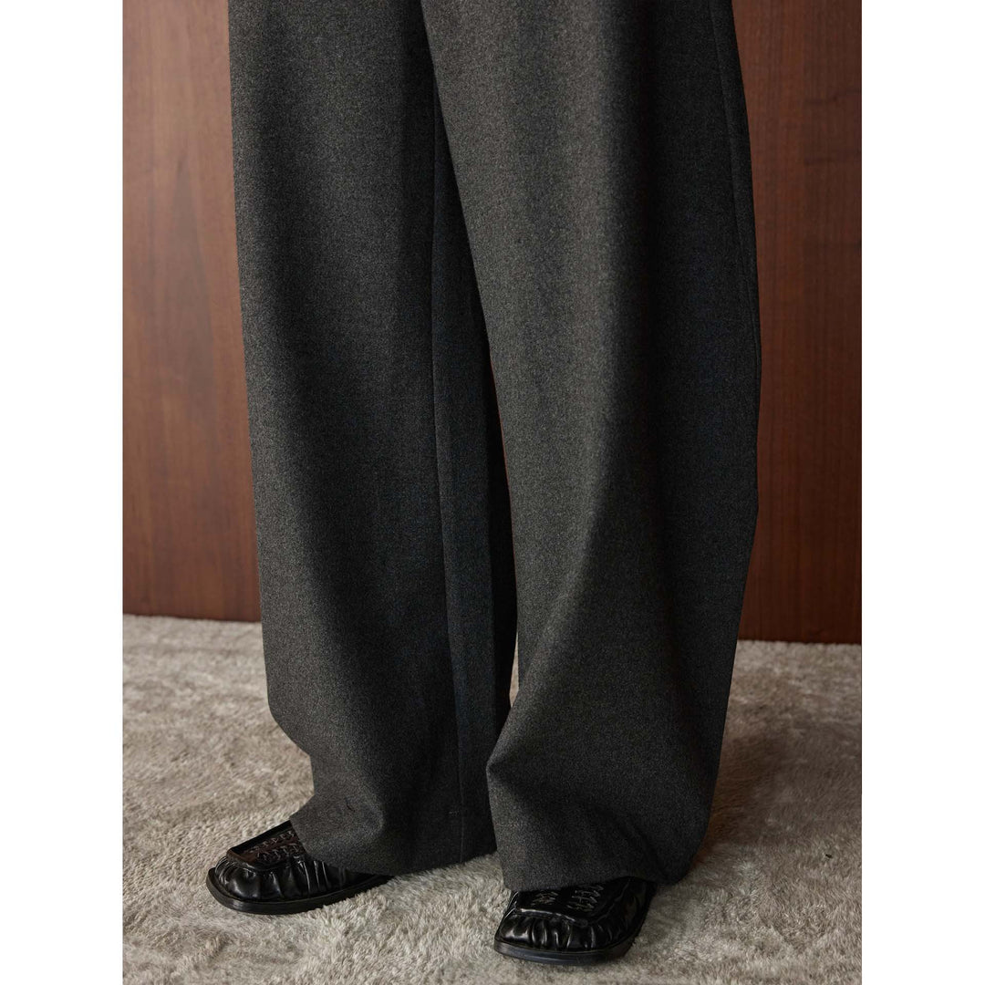 Women's high-waisted wool blend palazzo pants with wide leg and crease Mune Fashion