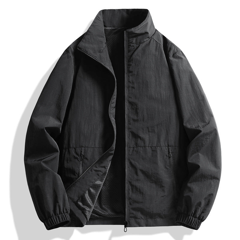 Men's lightweight breathable windbreaker with stand-up collar and perforated lining Mune Fashion