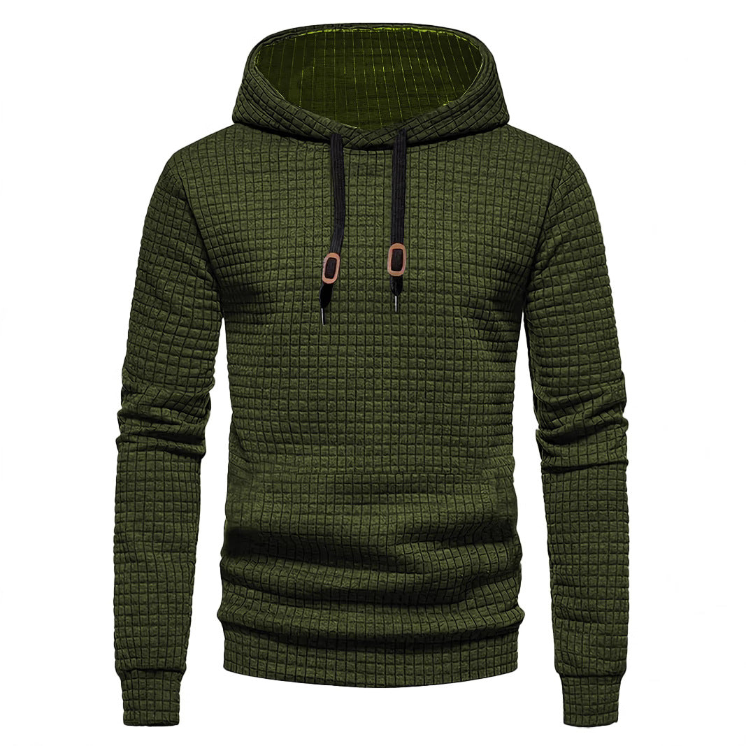Men's quilted hoodie with rectangular quilting, drawstring and ribbed cuffs Mune Fashion