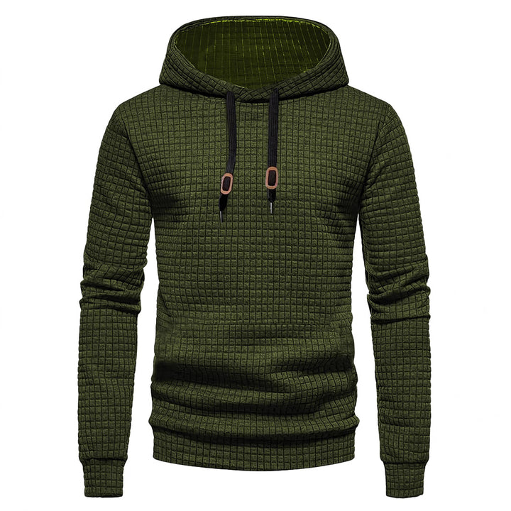Men's quilted hoodie with rectangular quilting, drawstring and ribbed cuffs Mune Fashion