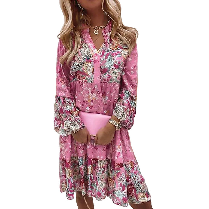Women's slightly tiered babydoll dress with V-neck and balloon sleeves Mune Fashion