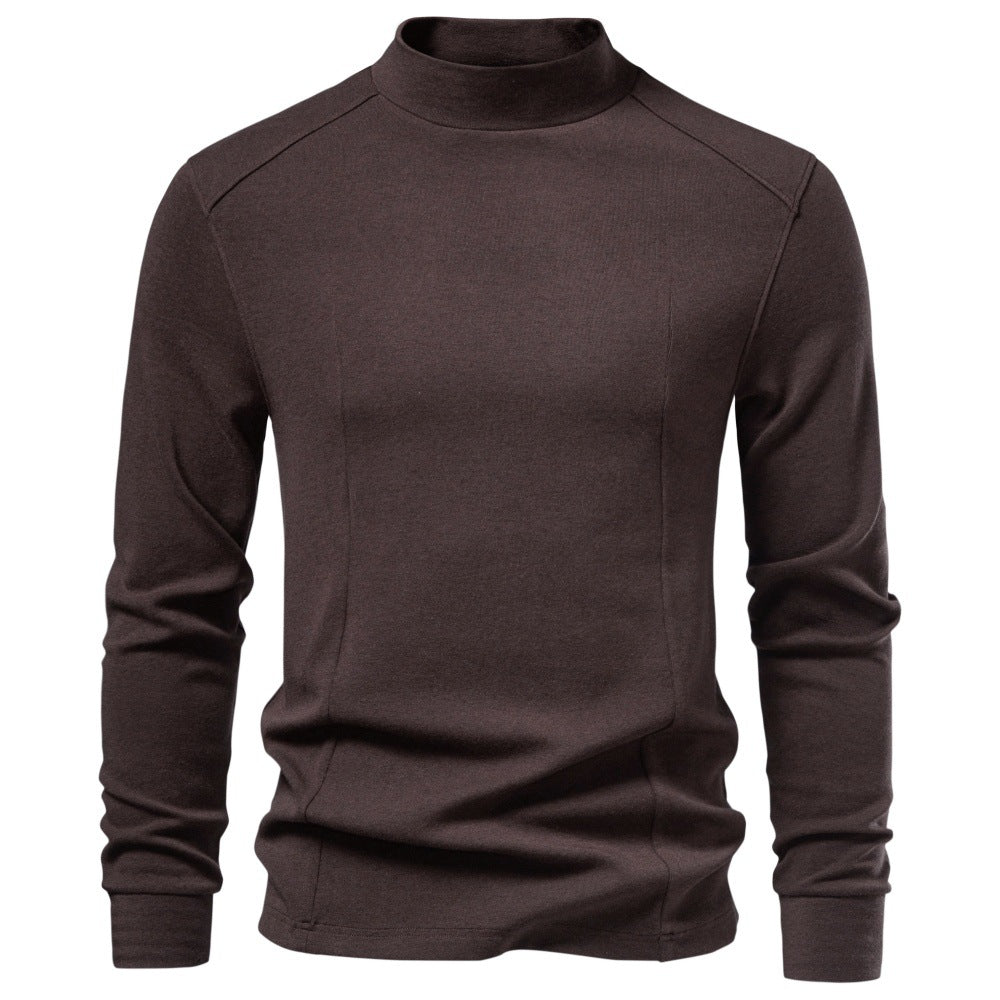 Men's Long Sleeve Sweatshirt with Narrow Standing Collar and Cotton Blend Mune Fashion