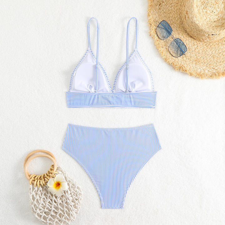 Damen Hochgeschnittener Bikini mit feinen Streifen Echo Archiv
