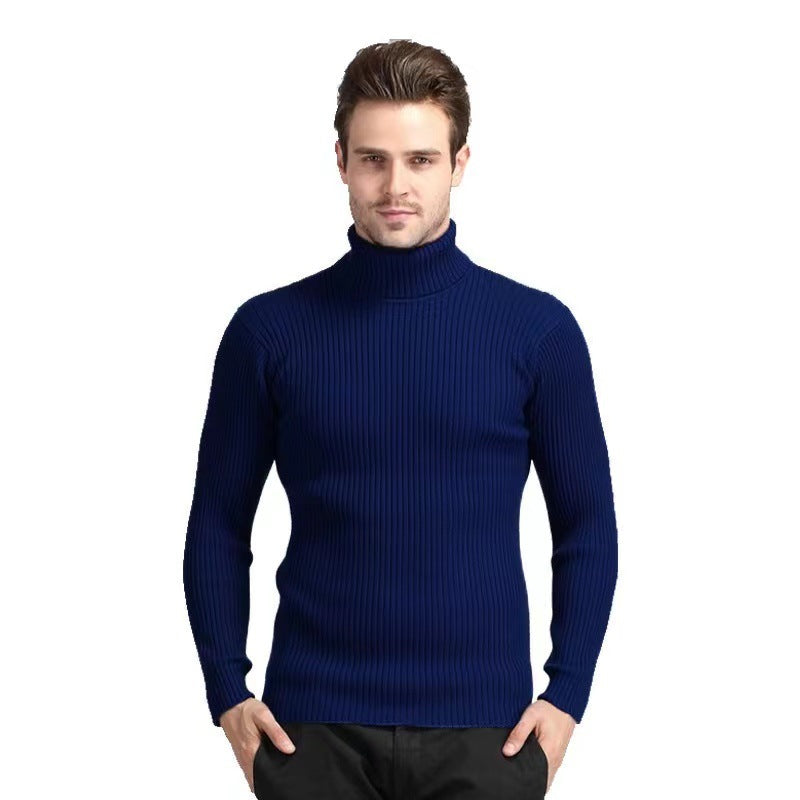 Men's ribbed turtleneck sweater fitted elastic fine knit Mune Fashion