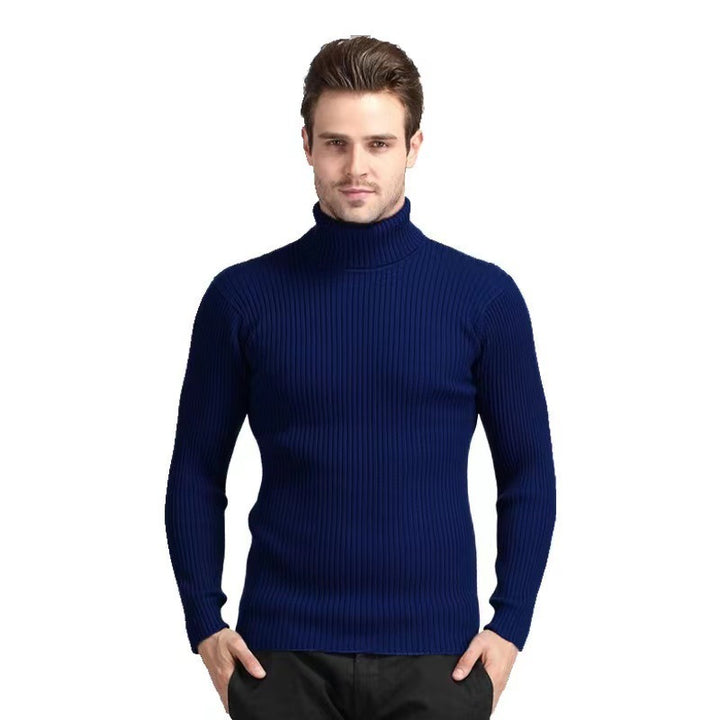 Men's ribbed turtleneck sweater fitted elastic fine knit Mune Fashion