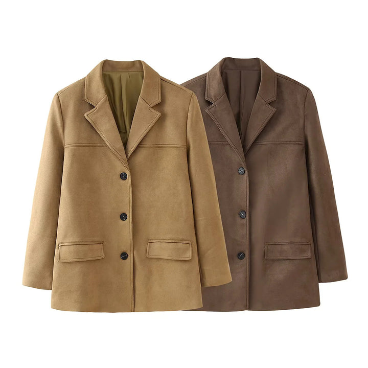 Women's nan kastiger Velvet blazer with lapel collar and patch pockets Mune Fashion