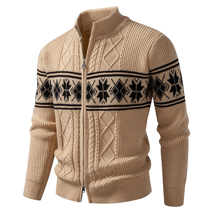 Men's Norwegian cardigan with full zip and high stand-up collar Mune Fashion