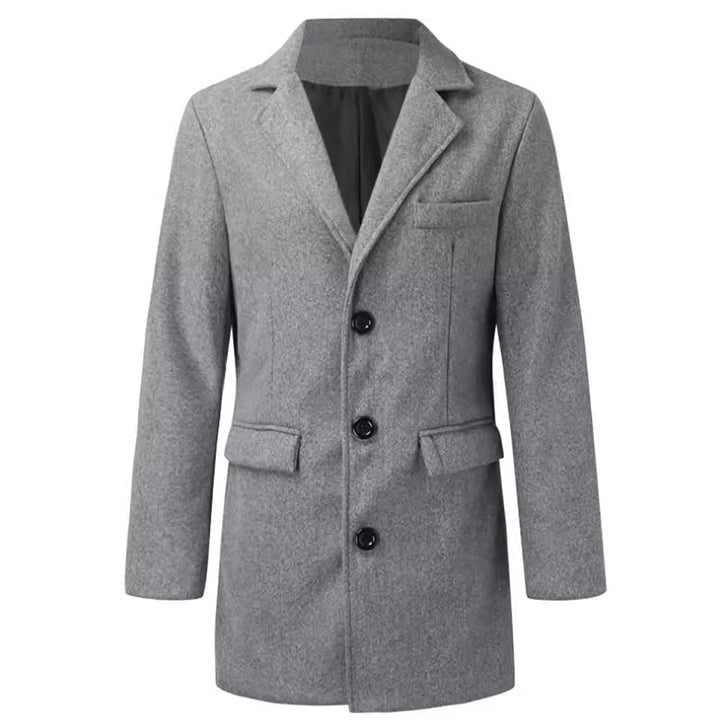 Men's Tailored Wool Blend Transitional Coat with Two-Button Placket and Flap Pockets Mune Fashion