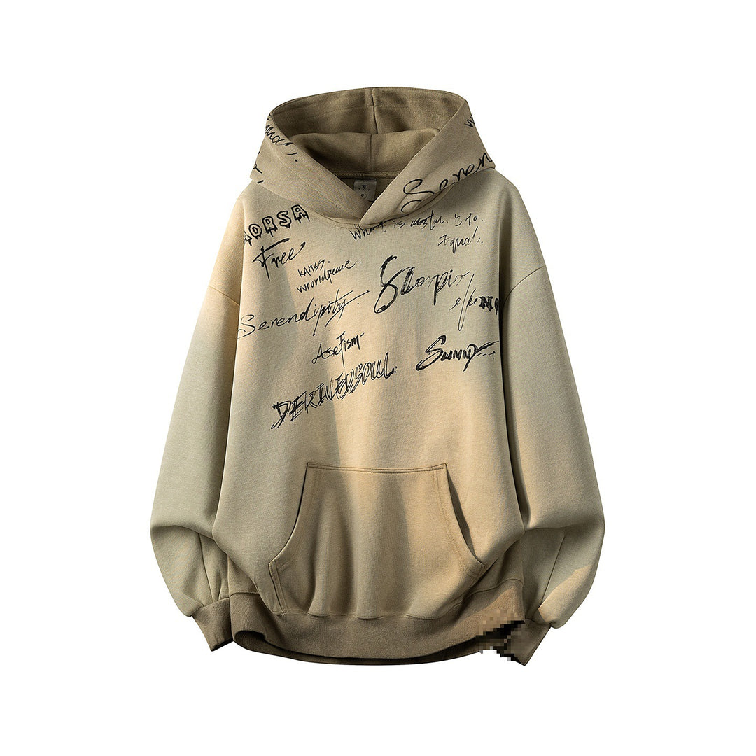 Unisex Oversize Hoodie with handwritten graphic print, kangaroo pocket & ribbed hem Mune Fashion