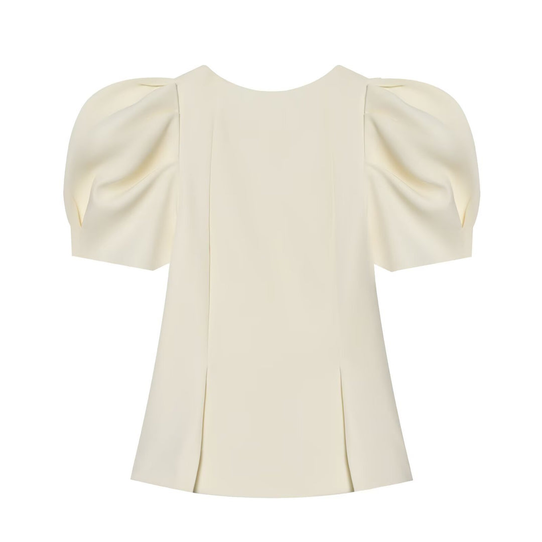 Women Elegant A-Line Blouse with shaping seams and puff sleeves Mune Fashion