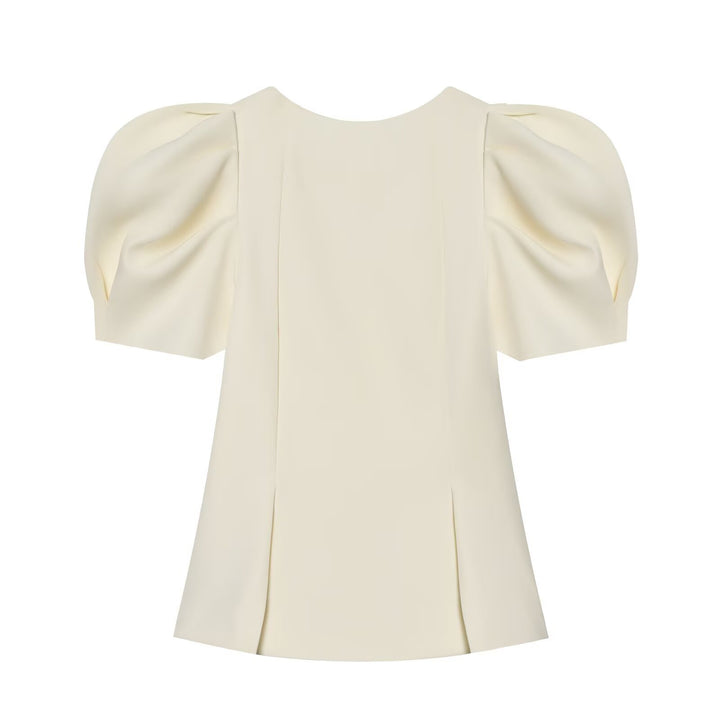 Women Elegant A-Line Blouse with shaping seams and puff sleeves Mune Fashion