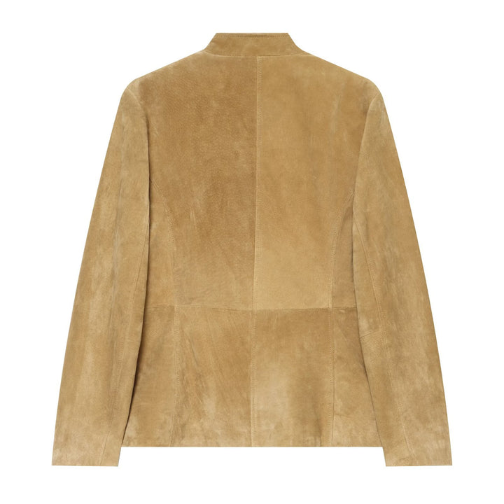 Ladies short jacket made of suede leather with stand-up collar and flap pockets Mune Fashion