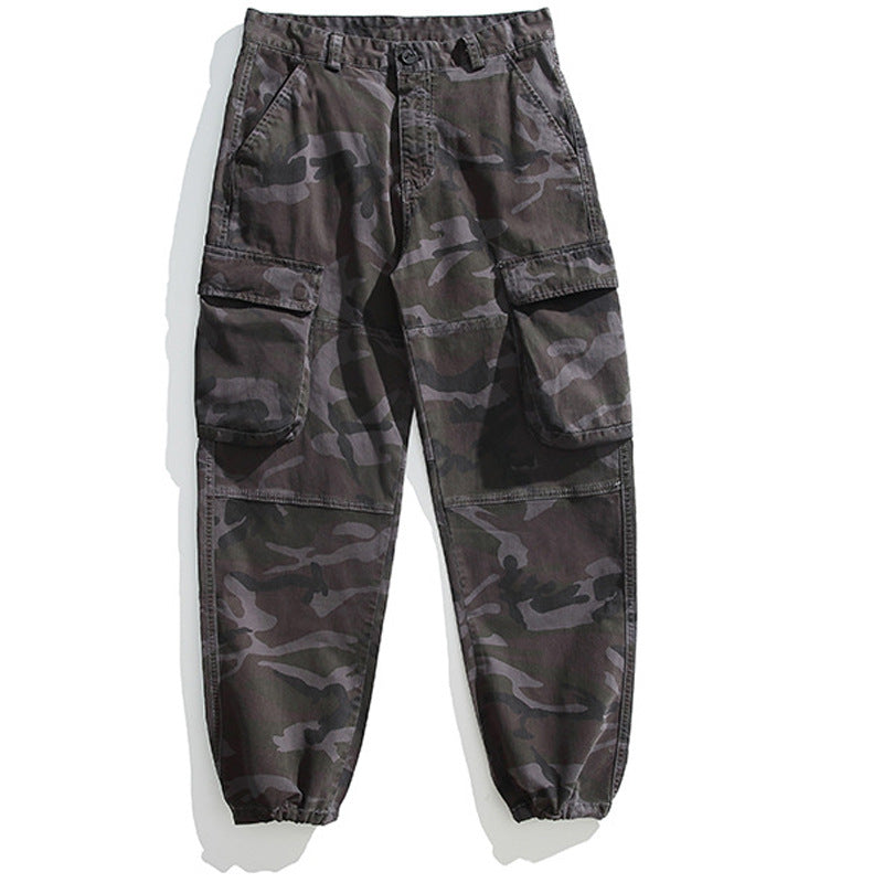 Men's Tactical Cargo Jogger Pants with Elastic Ankle Cuffs, Multiple Flap Pockets and Camouflage Pattern Mune Fashion