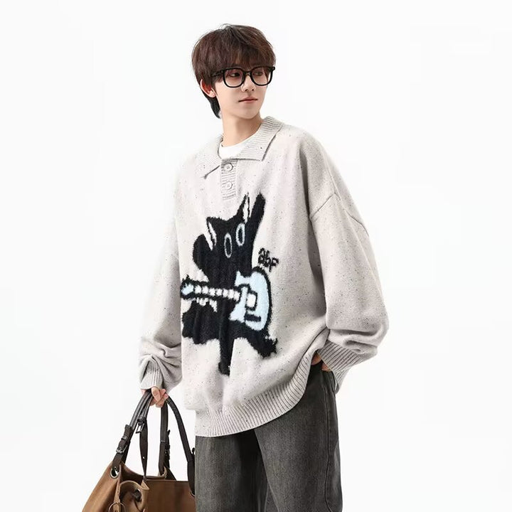 Men's Stylish Sweater with Art Motif Mune Fashion