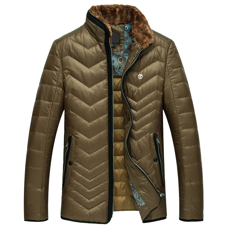 Men's Quilted Short Jacket with Teddy Collar and Crest Application Mune Fashion