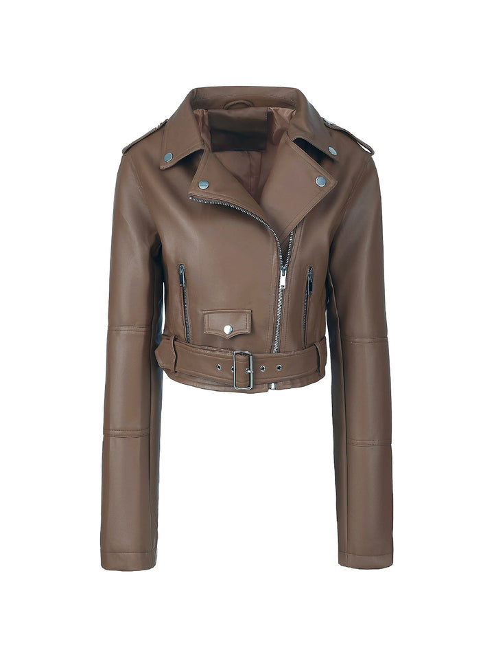 Ladies Stylish Biker Jacket with Belt Mune Fashion