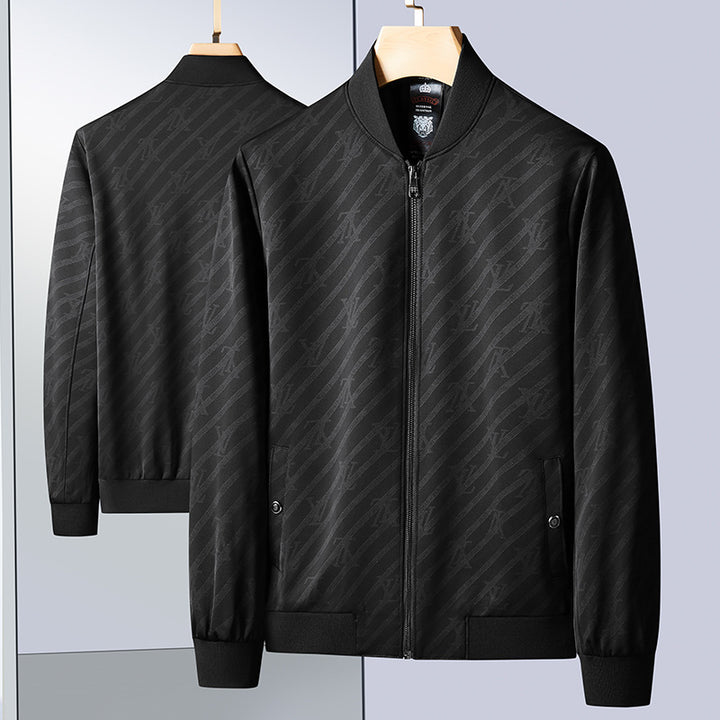 Men's Slim-Fit Jacquard Bomber Jacket with tonal pattern, zipper and ribbed cuffs Mune Fashion