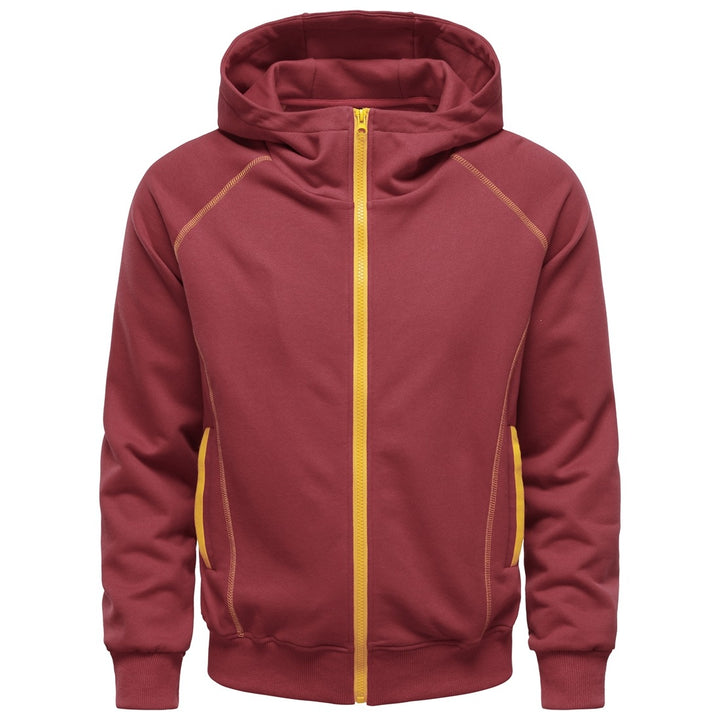 Men's hoodie zip jacket in sporty raglan style with contrast seams and ribbed cuffs Mune Fashion