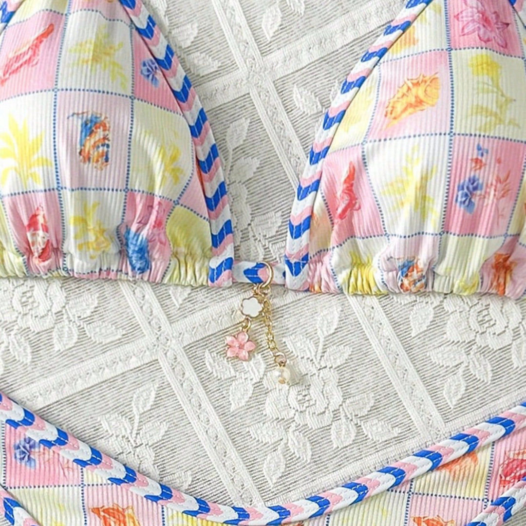 Women's triangle bikini with playful checkered pattern Mune Fashion