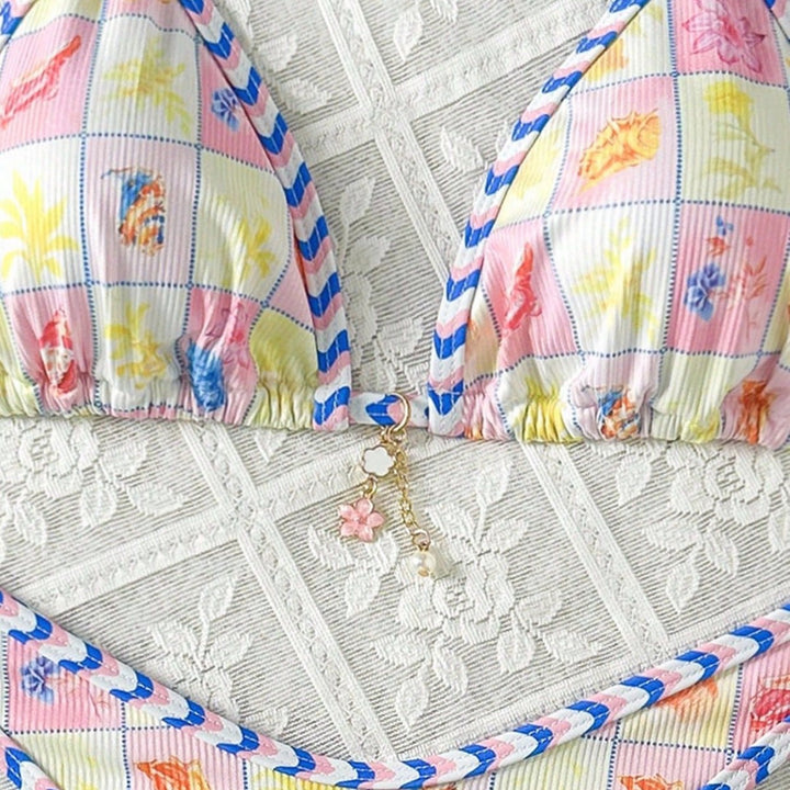 Women's triangle bikini with playful checkered pattern Mune Fashion