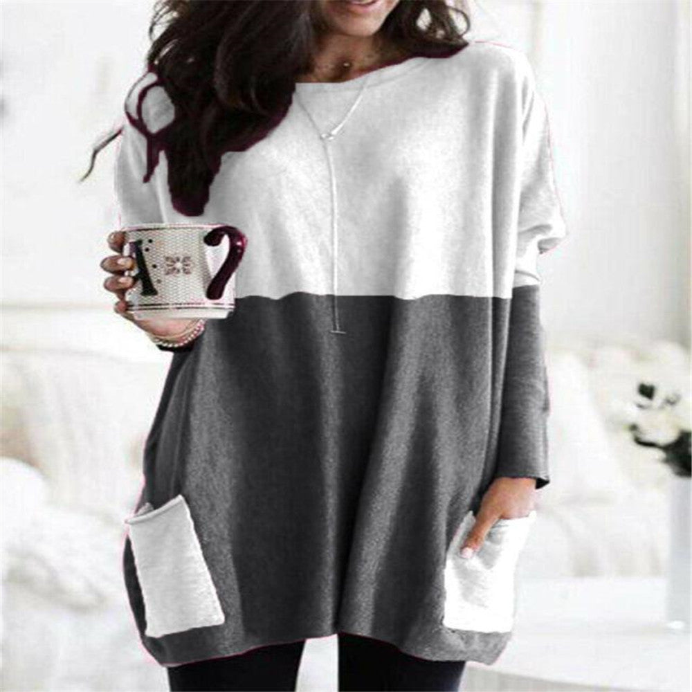 Women's oversized long shirt with contrast block and patch pockets Mune Fashion